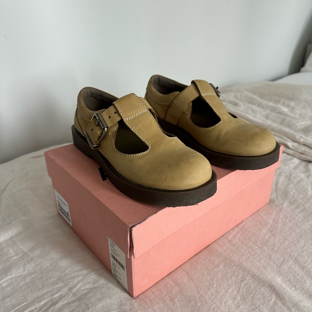 ACNE Khaki Beige Suede Flats with Rubber Sole - Picture 2 of 8